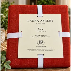 Laura Ashley Esme Rust Orange Textured Tablecloth 60x102 Fall Thanksgiving NWT